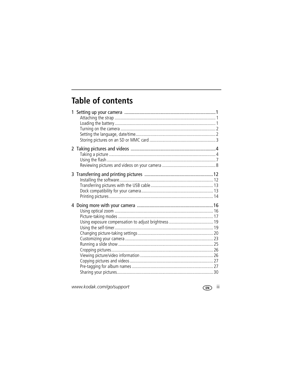 Kodak EasyShare C433 User Manual | Page 5 / 66