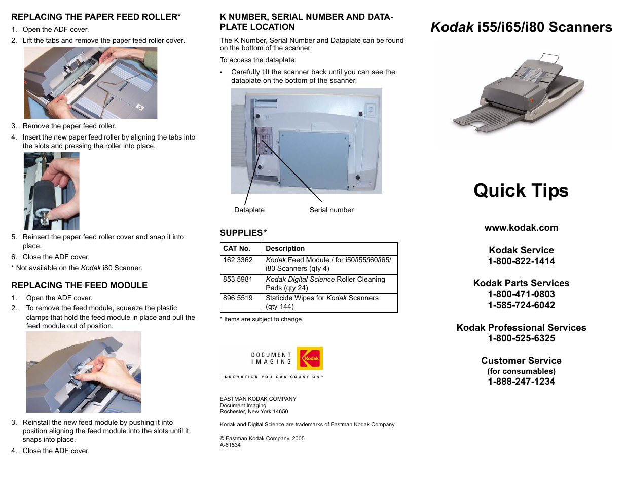 Kodak I65 User Manual | 2 pages