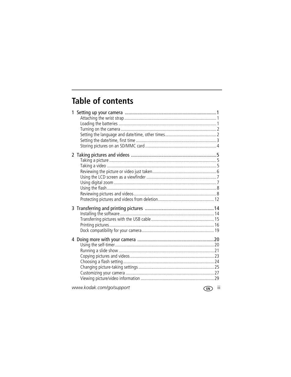 Kodak EasyShare C530 User Manual | Page 5 / 71