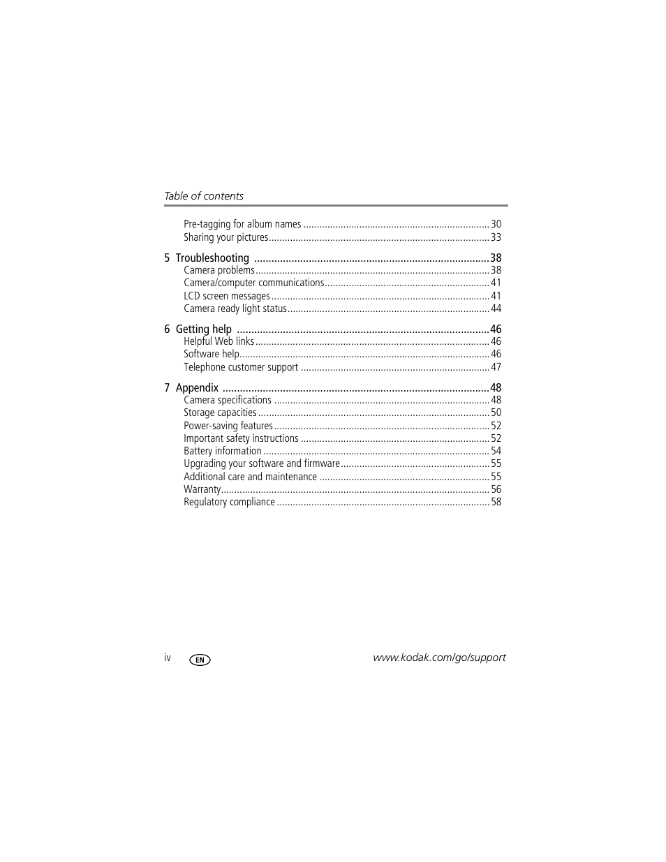 Kodak EasyShare C530 User Manual | Page 6 / 71