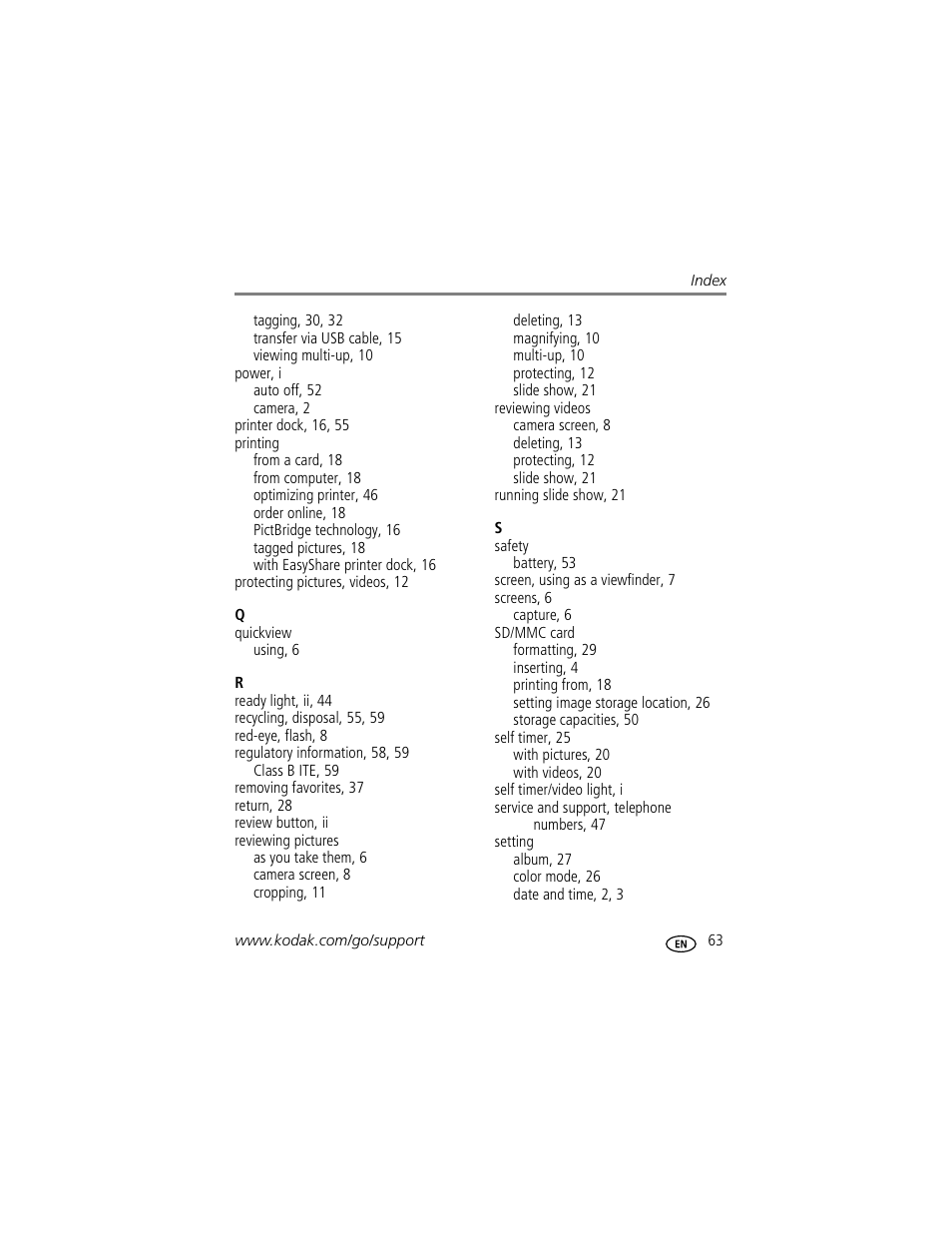 Kodak EasyShare C530 User Manual | Page 69 / 71