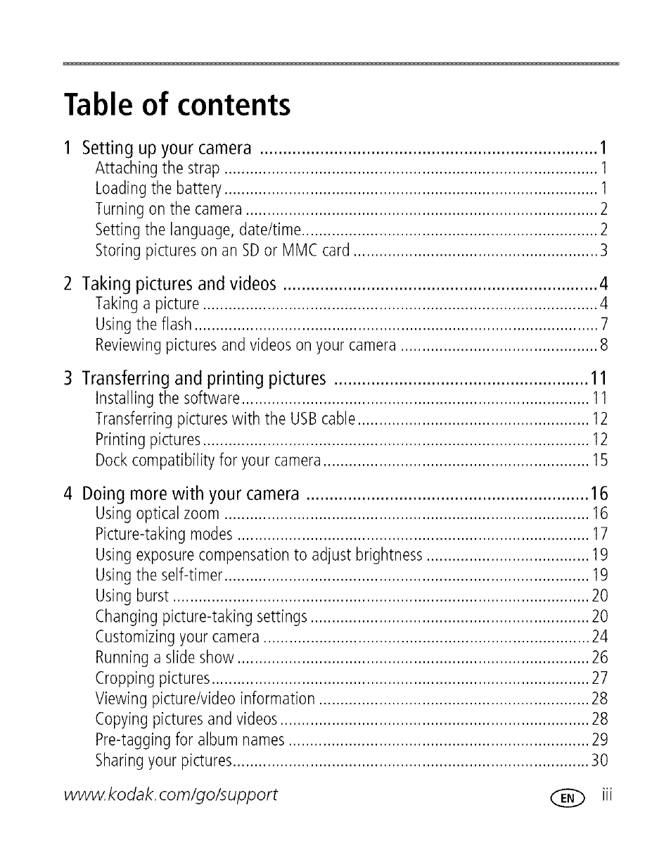 Kodak EASYSHARE C 503 User Manual | Page 4 / 67