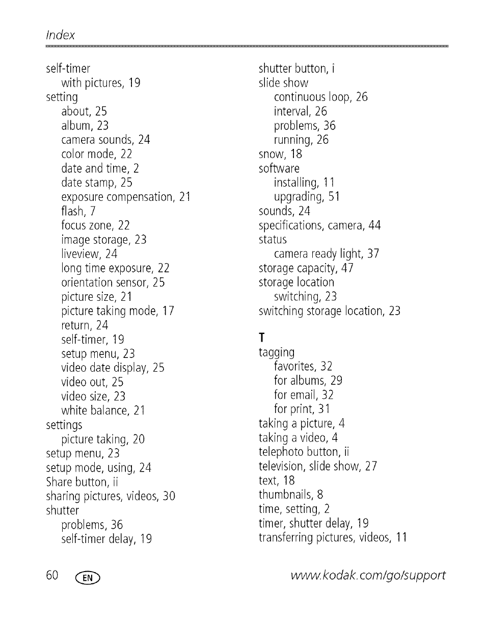 Index | Kodak EASYSHARE C 503 User Manual | Page 65 / 67