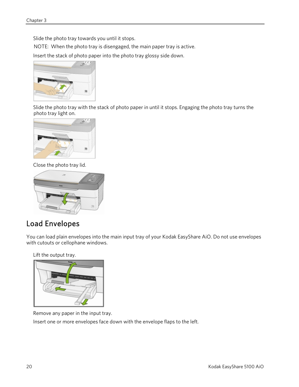 Load envelopes | Kodak EasyShare 5100 User Manual | Page 24 / 86