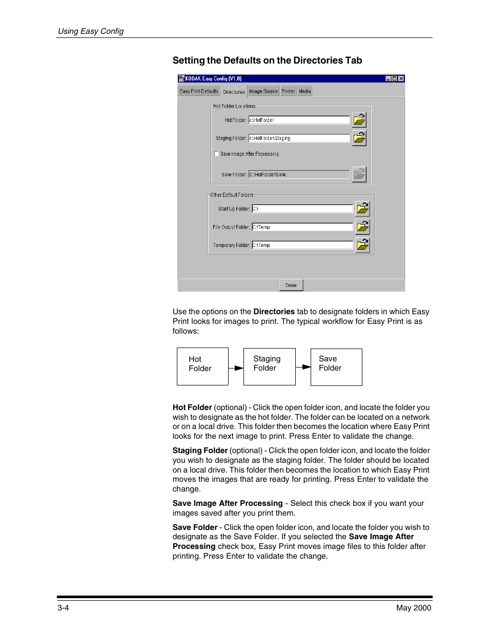 Setting the defaults on the directories tab, Setting the defaults on the directories tab -4 | Kodak 3000 User Manual | Page 20 / 36