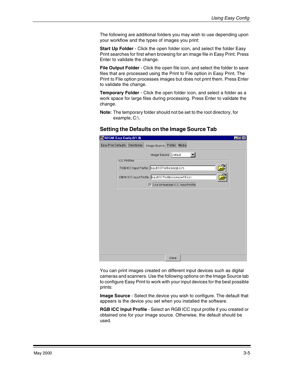 Setting the defaults on the image source tab, Setting the defaults on the image source tab -5 | Kodak 3000 User Manual | Page 21 / 36