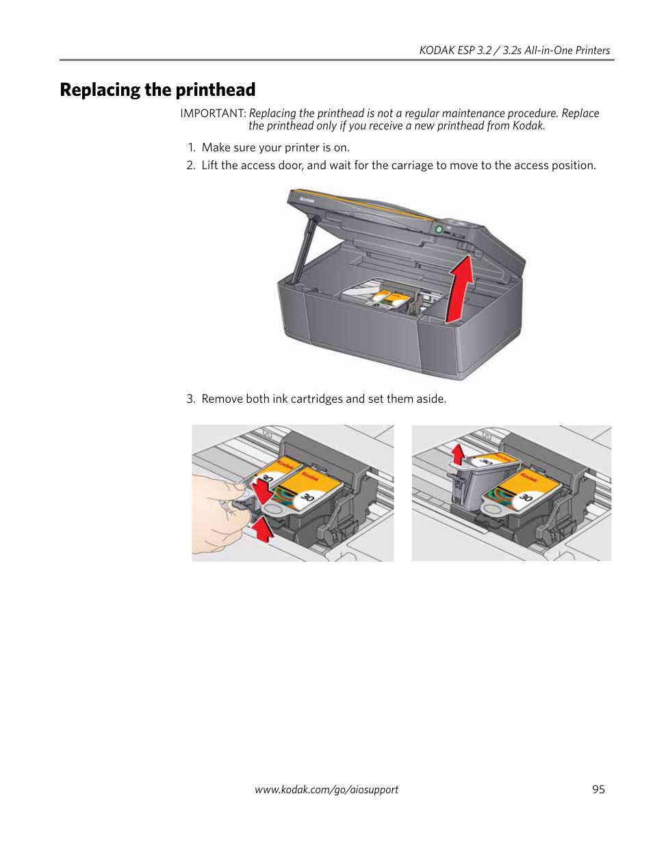 Replacing the printhead | Kodak EASTMAN 3.2S User Manual | Page 101 / 123