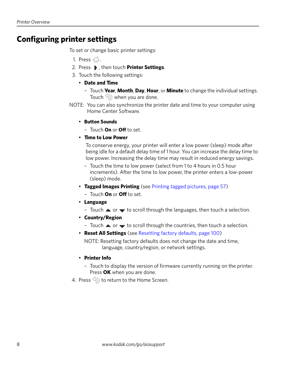 Configuring printer settings | Kodak EASTMAN 3.2S User Manual | Page 14 / 123