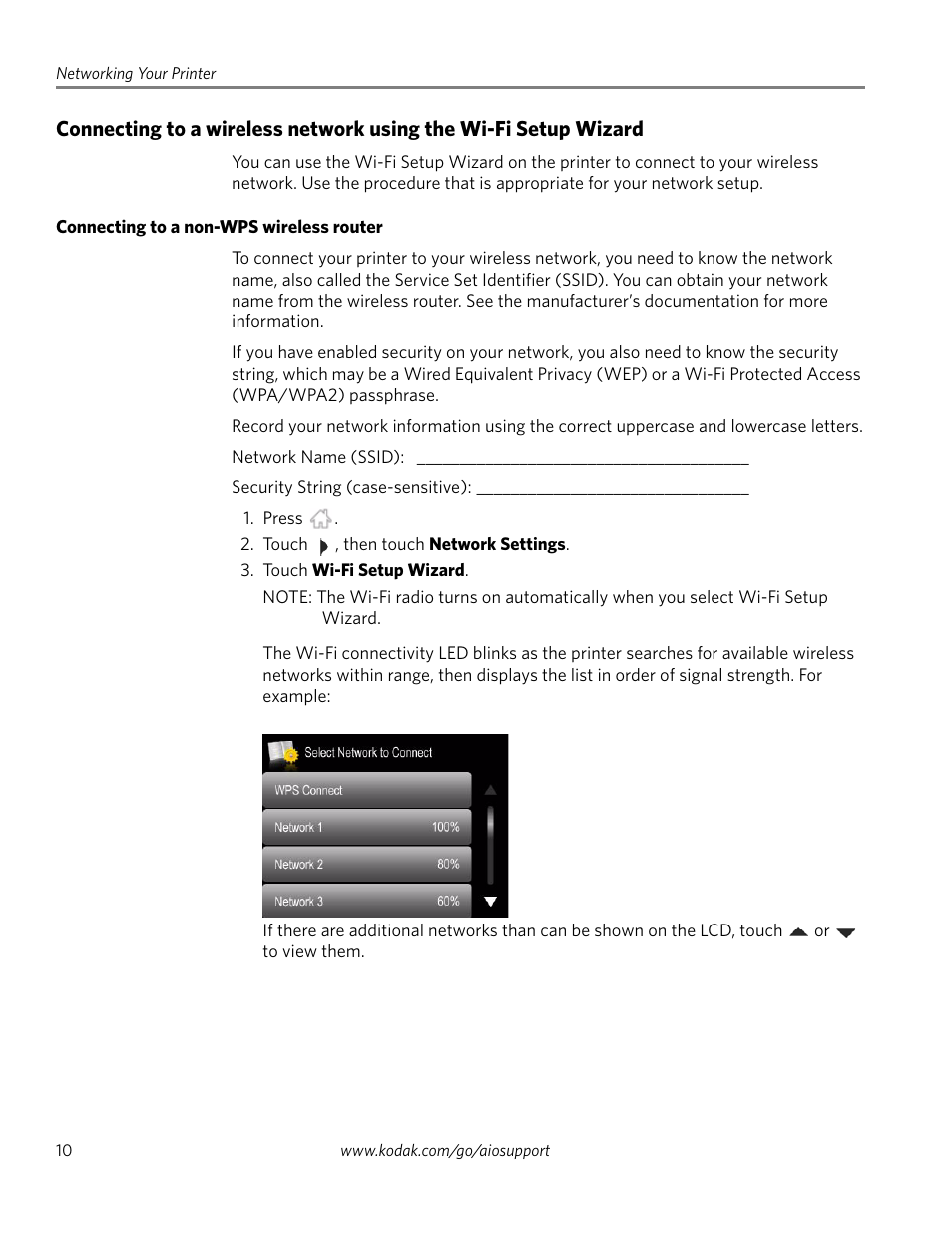 Connecting to a non-wps wireless router | Kodak EASTMAN 3.2S User Manual | Page 16 / 123