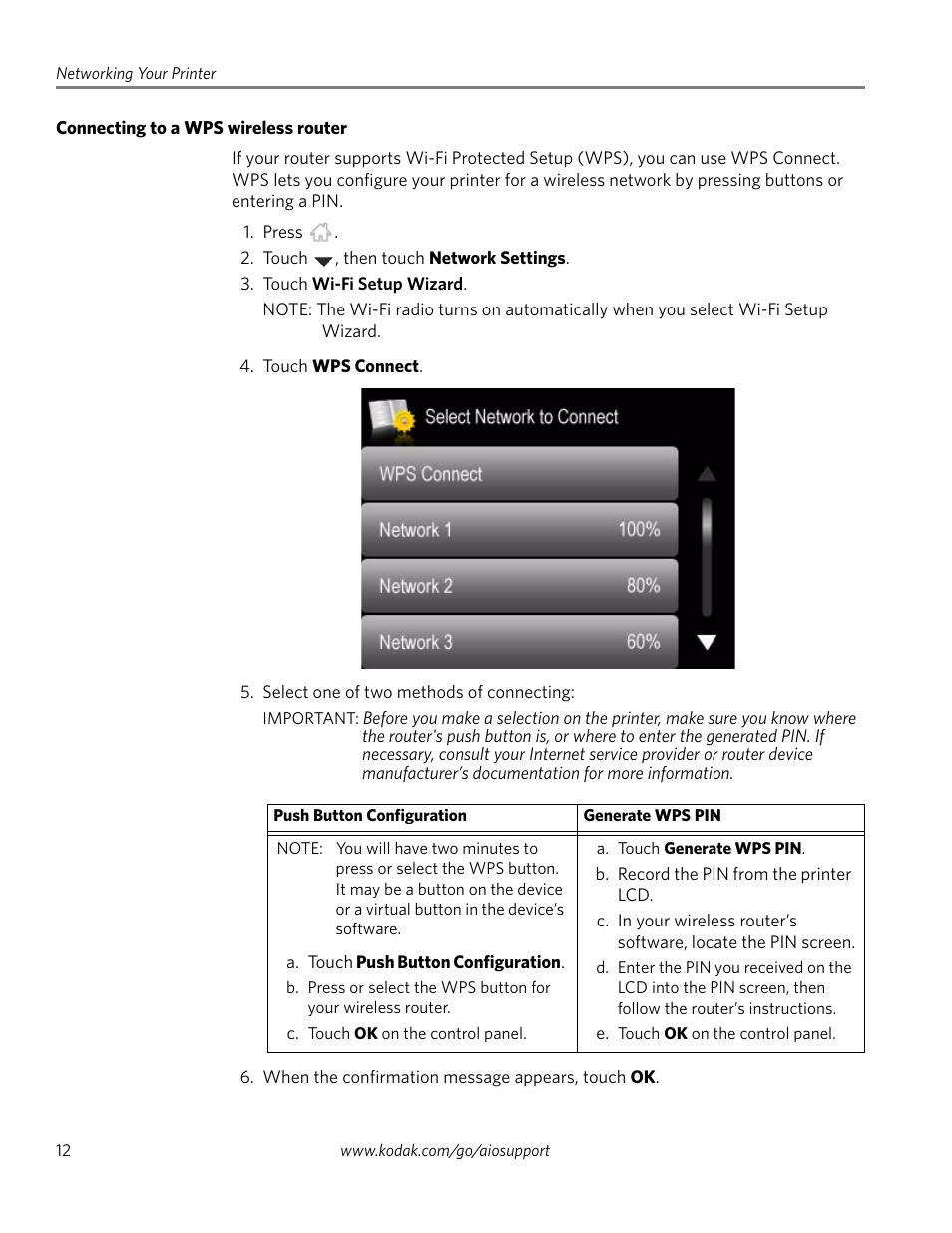 Connecting to a wps wireless router | Kodak EASTMAN 3.2S User Manual | Page 18 / 123