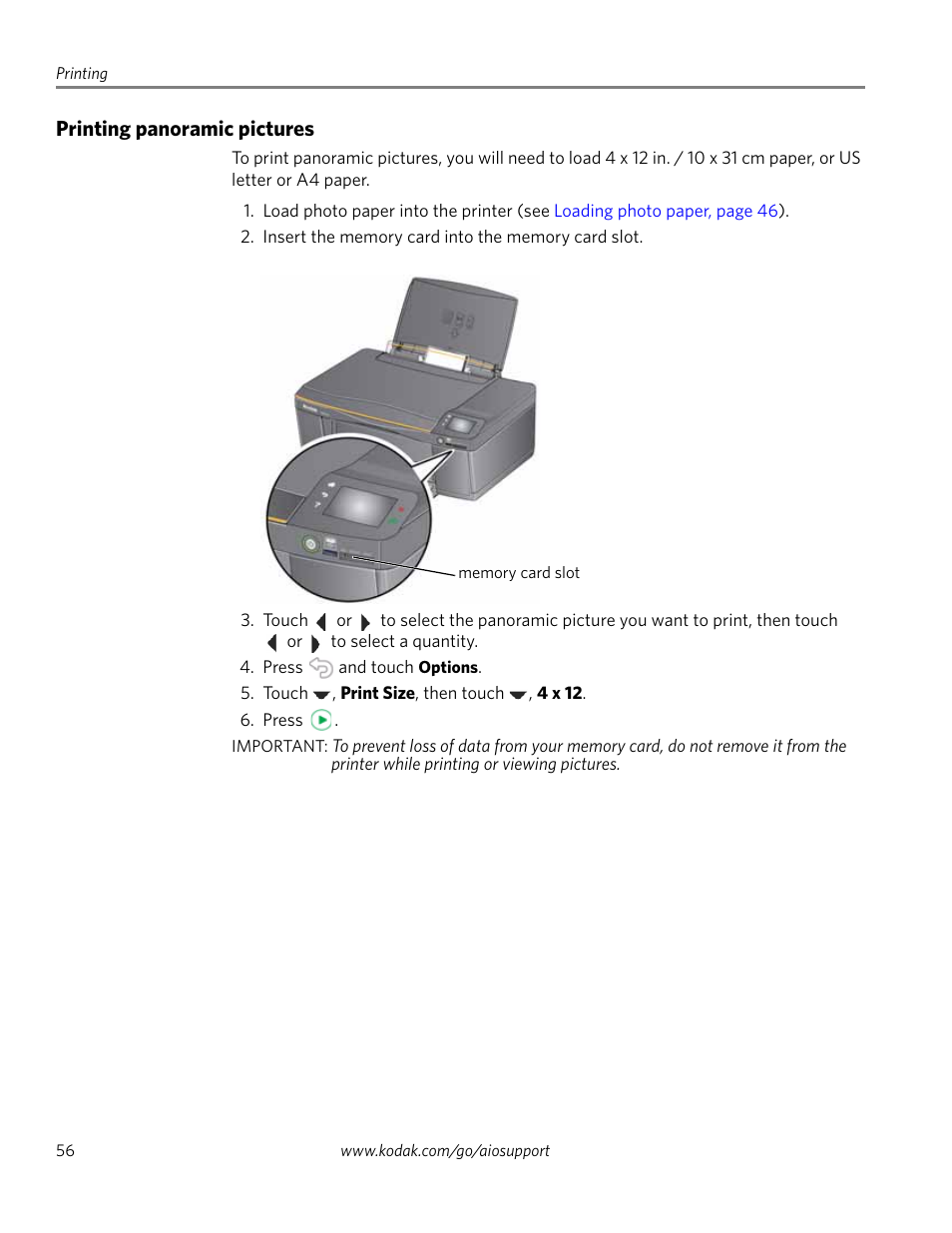 Printing panoramic pictures | Kodak EASTMAN 3.2S User Manual | Page 62 / 123