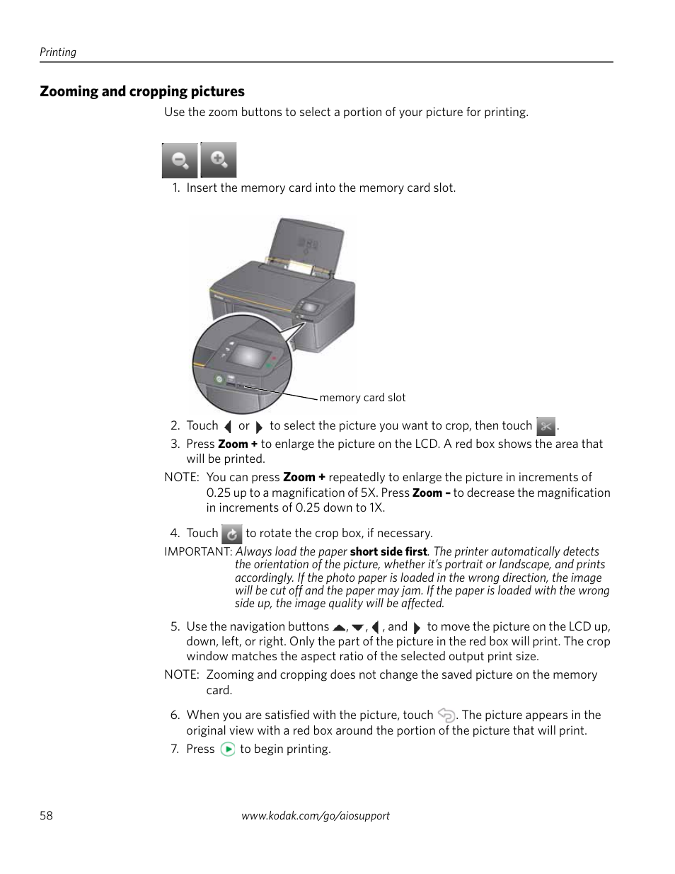 Zooming and cropping pictures | Kodak EASTMAN 3.2S User Manual | Page 64 / 123