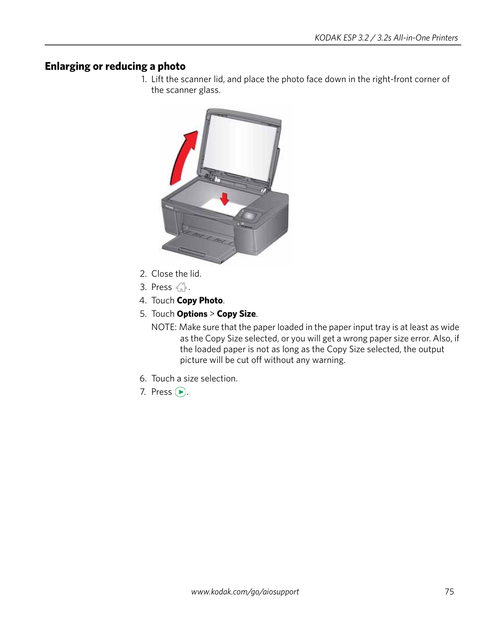 Enlarging or reducing a photo | Kodak EASTMAN 3.2S User Manual | Page 81 / 123