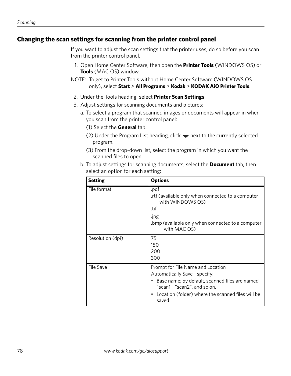 Changing the scan | Kodak EASTMAN 3.2S User Manual | Page 84 / 123