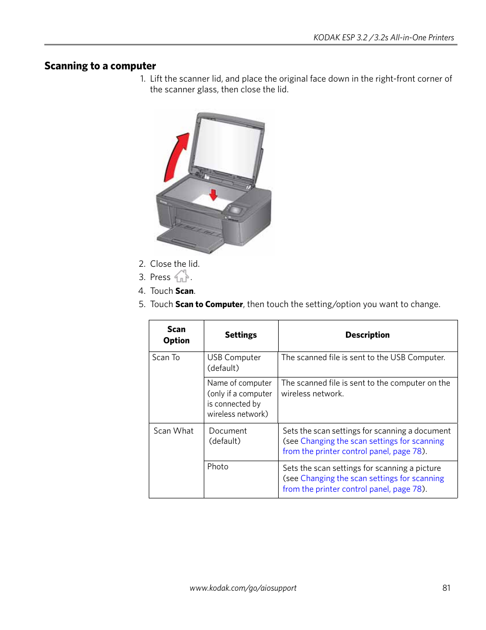 Scanning to a computer | Kodak EASTMAN 3.2S User Manual | Page 87 / 123