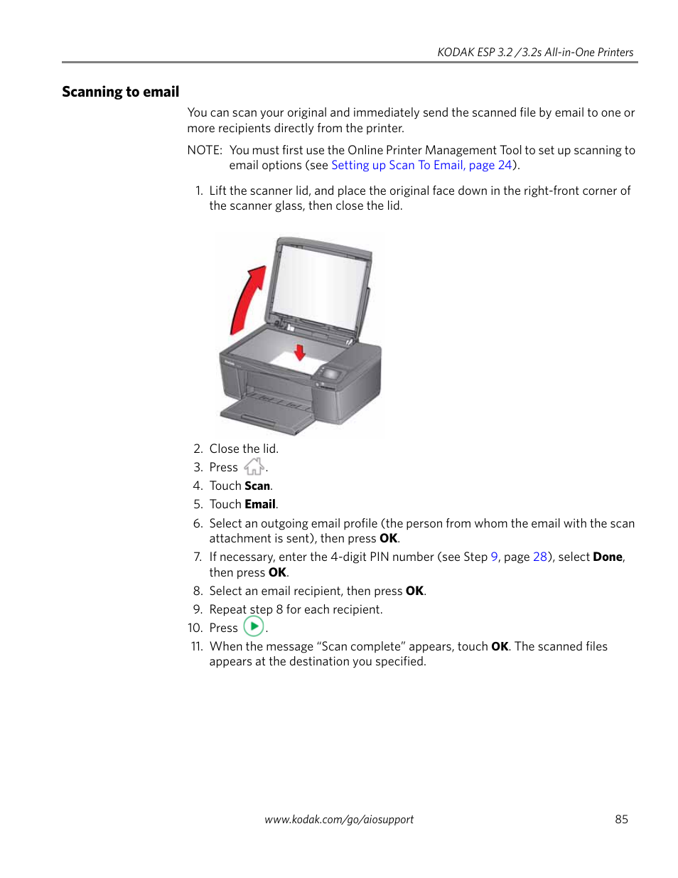 Scanning to email | Kodak EASTMAN 3.2S User Manual | Page 91 / 123