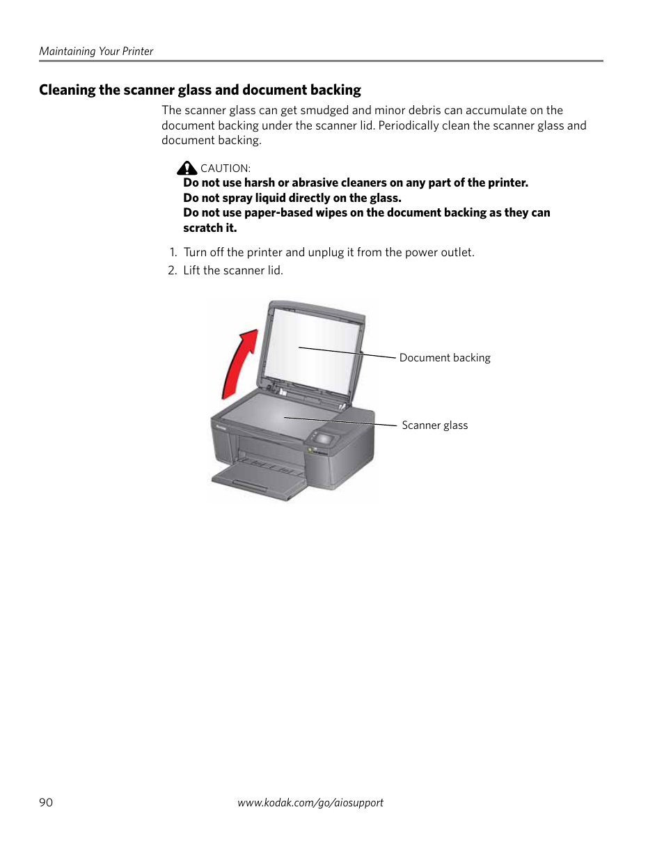 Cleaning the scanner glass and document backing | Kodak EASTMAN 3.2S User Manual | Page 96 / 123