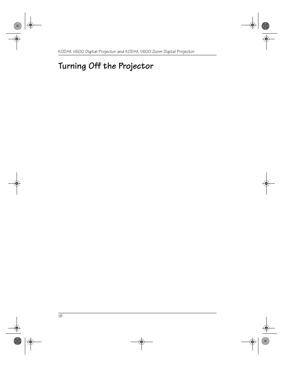 Turning off the projector | Kodak V600 User Manual | Page 22 / 44