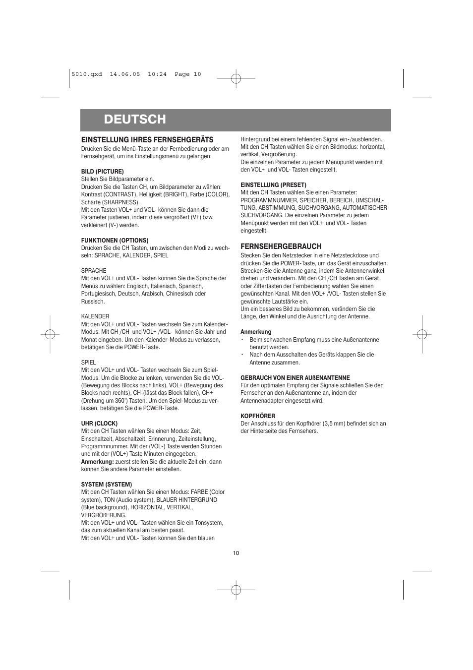 Deutsch | Vitek VT-5010 SR User Manual | Page 10 / 20