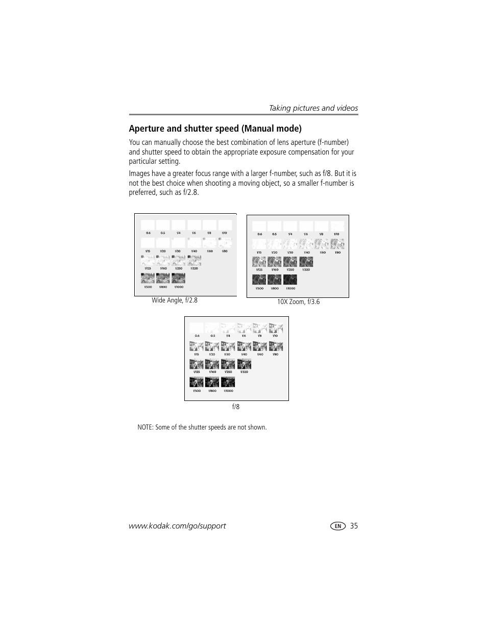 Aperture and shutter speed (manual mode) | Kodak DX7590 User Manual | Page 43 / 82