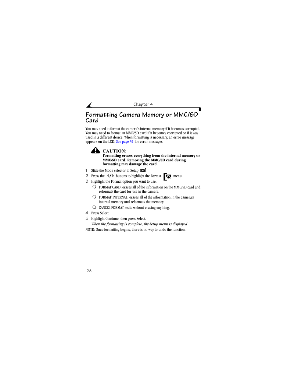 Formatting camera memory or mmc/sd card | Kodak DX3215 User Manual | Page 36 / 86