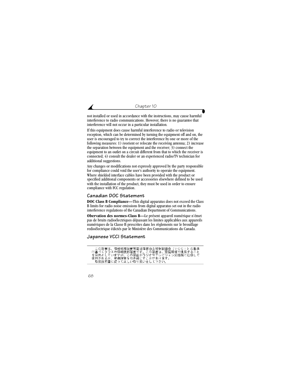Canadian doc statement, Japanese vcci statement, Canadian doc statement japanese vcci statement | Kodak DX3215 User Manual | Page 78 / 86