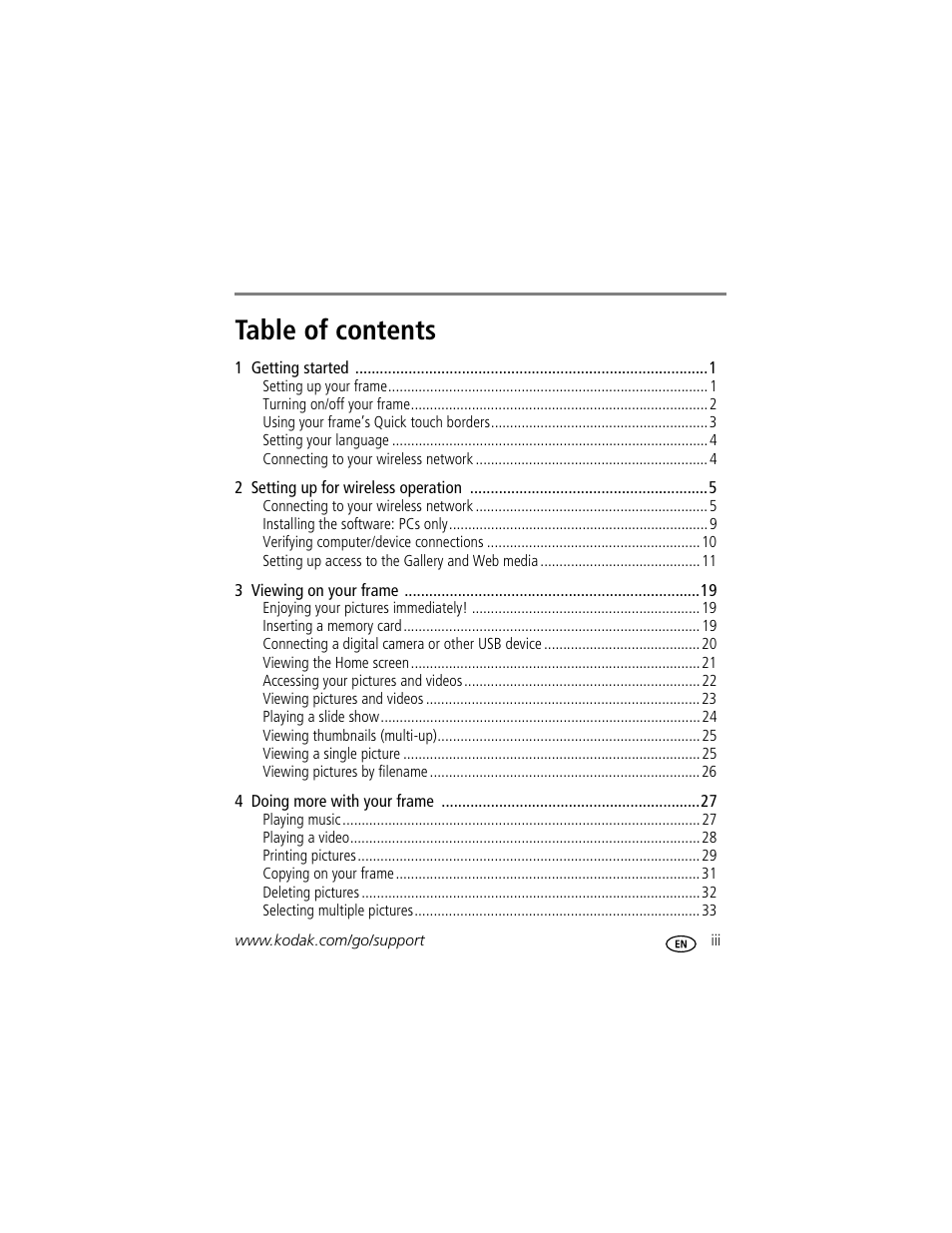 Kodak EASYSHARE W1020 User Manual | Page 5 / 79