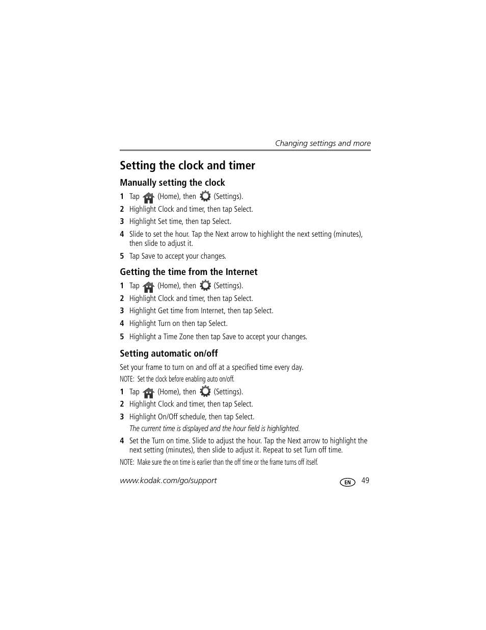 Setting the clock and timer | Kodak EASYSHARE W1020 User Manual | Page 55 / 79