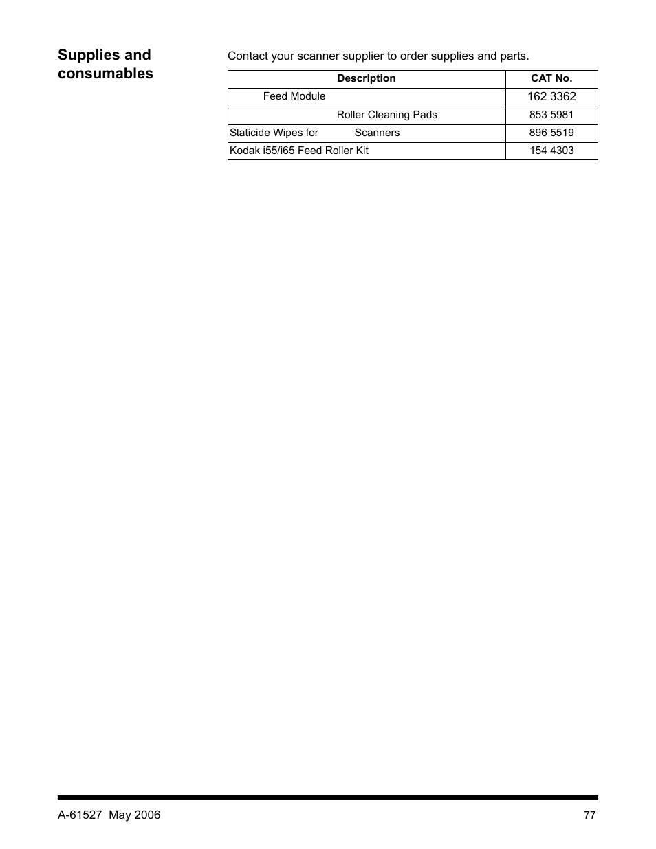 Supplies and consumables | Kodak i55 User Manual | Page 81 / 93