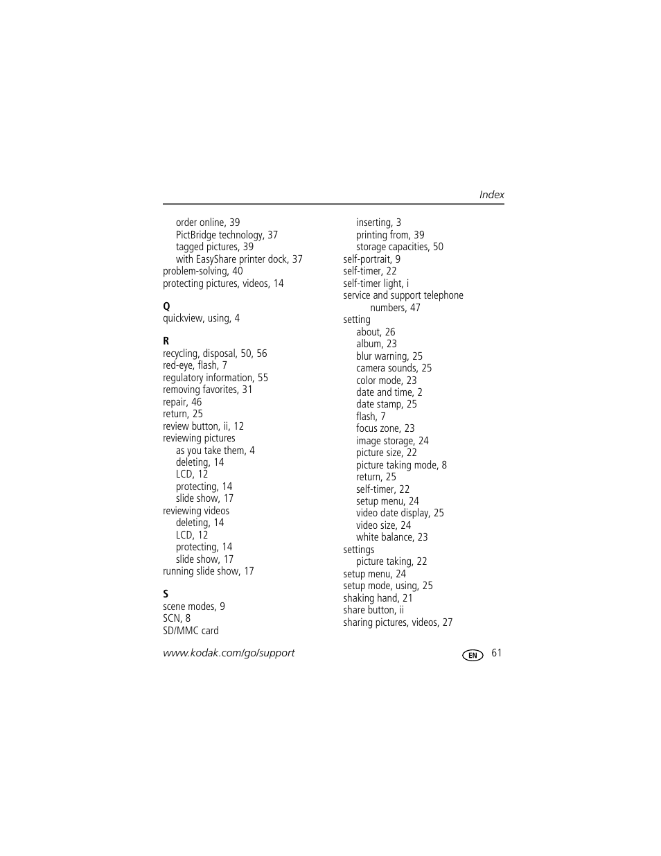 Kodak EASYSHARE C513 User Manual | Page 67 / 69