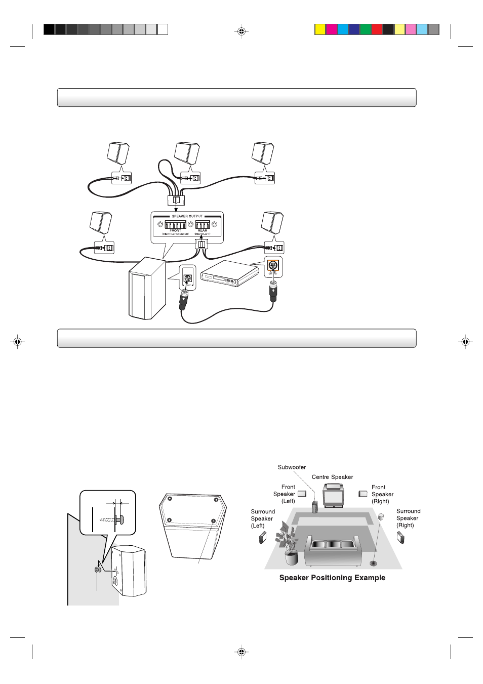 Speaker system connection, Speaker position | Kodak SD-63HK User Manual | Page 14 / 40