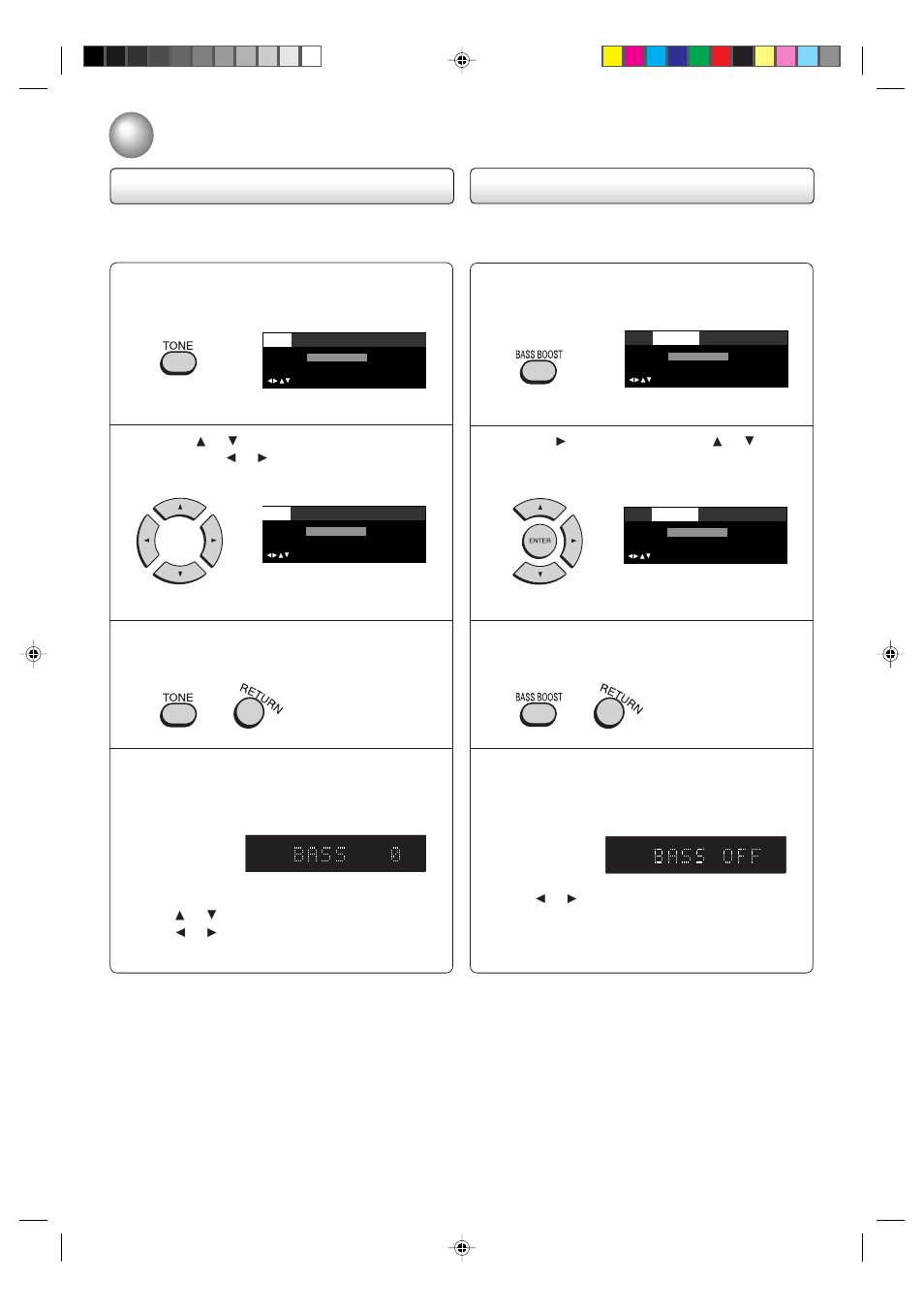 Audio setup, Tone control bass boost setting | Kodak SD-63HK User Manual | Page 15 / 40