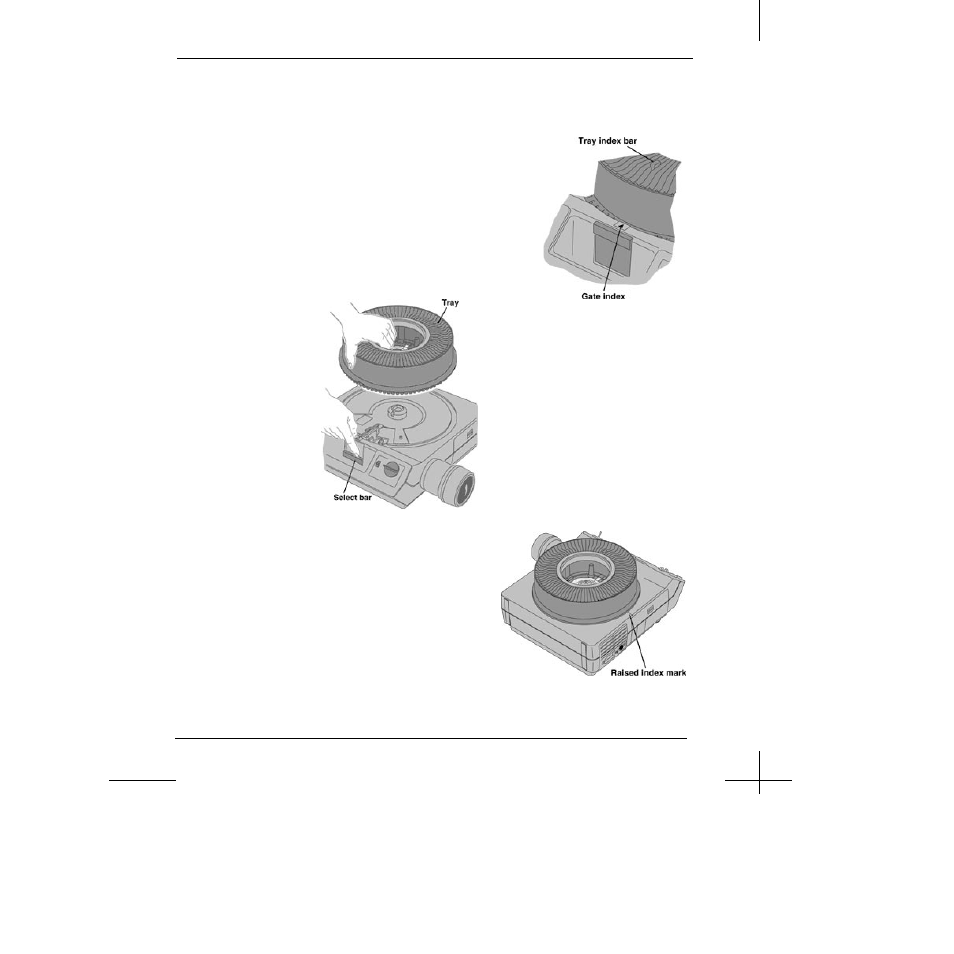 Tray, Removing thetray, Raised index mark | Kodak EKTAGRAPHIC III User Manual | Page 13 / 38