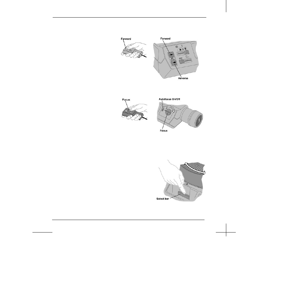 Forward and reverse, Focus, Autofocus (modelsa,amt, andatsonly) | Random projection | Kodak EKTAGRAPHIC III User Manual | Page 15 / 38