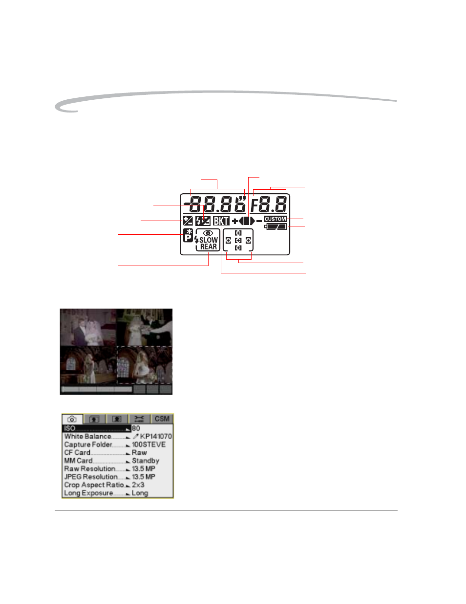 Lcds, Top status lcd, Image lcd | Lcds -10, Top status lcd -10 image lcd -10 | Kodak DCS Pro 14n User Manual | Page 30 / 230