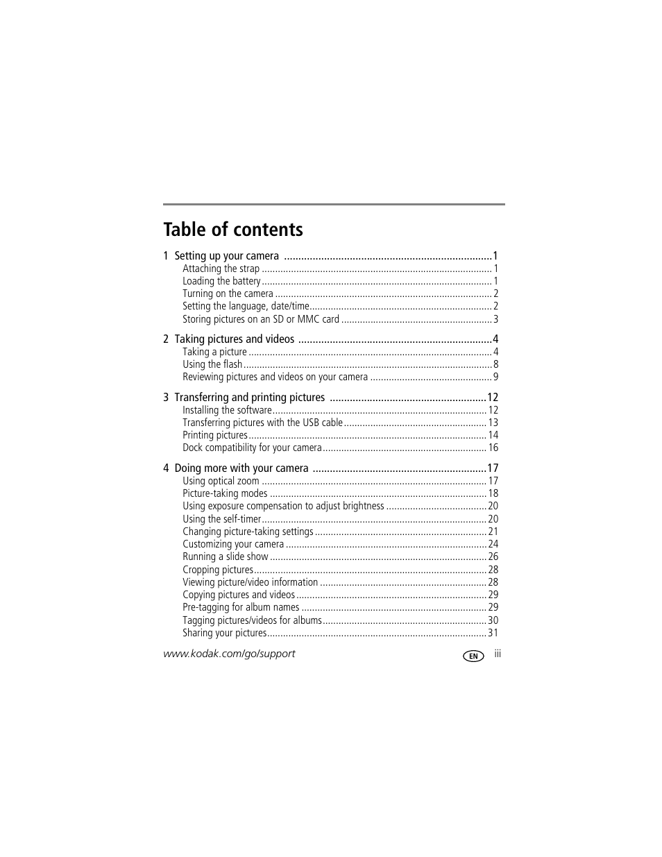 Kodak EASYSHARE C633 User Manual | Page 5 / 69