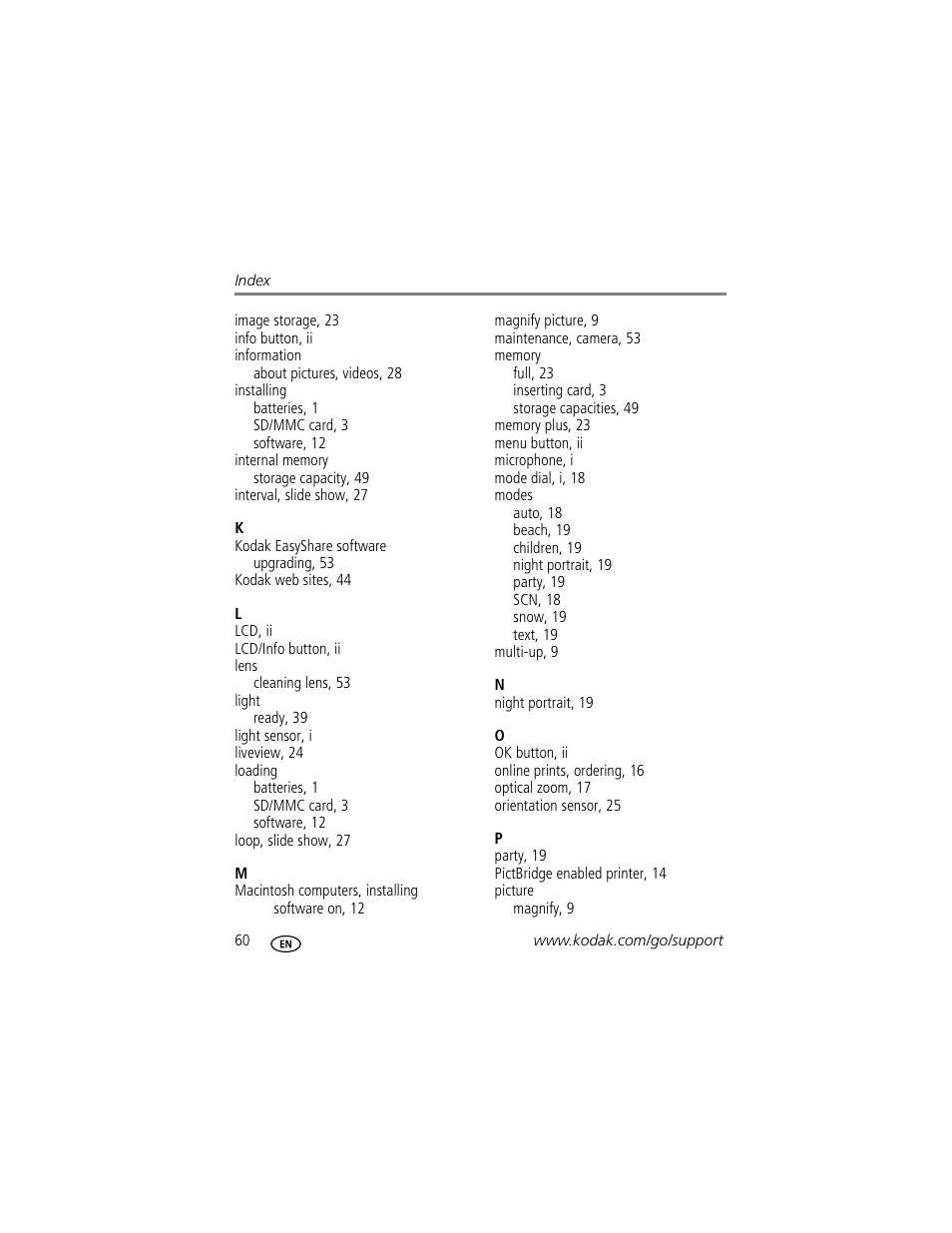 Kodak EASYSHARE C633 User Manual | Page 66 / 69