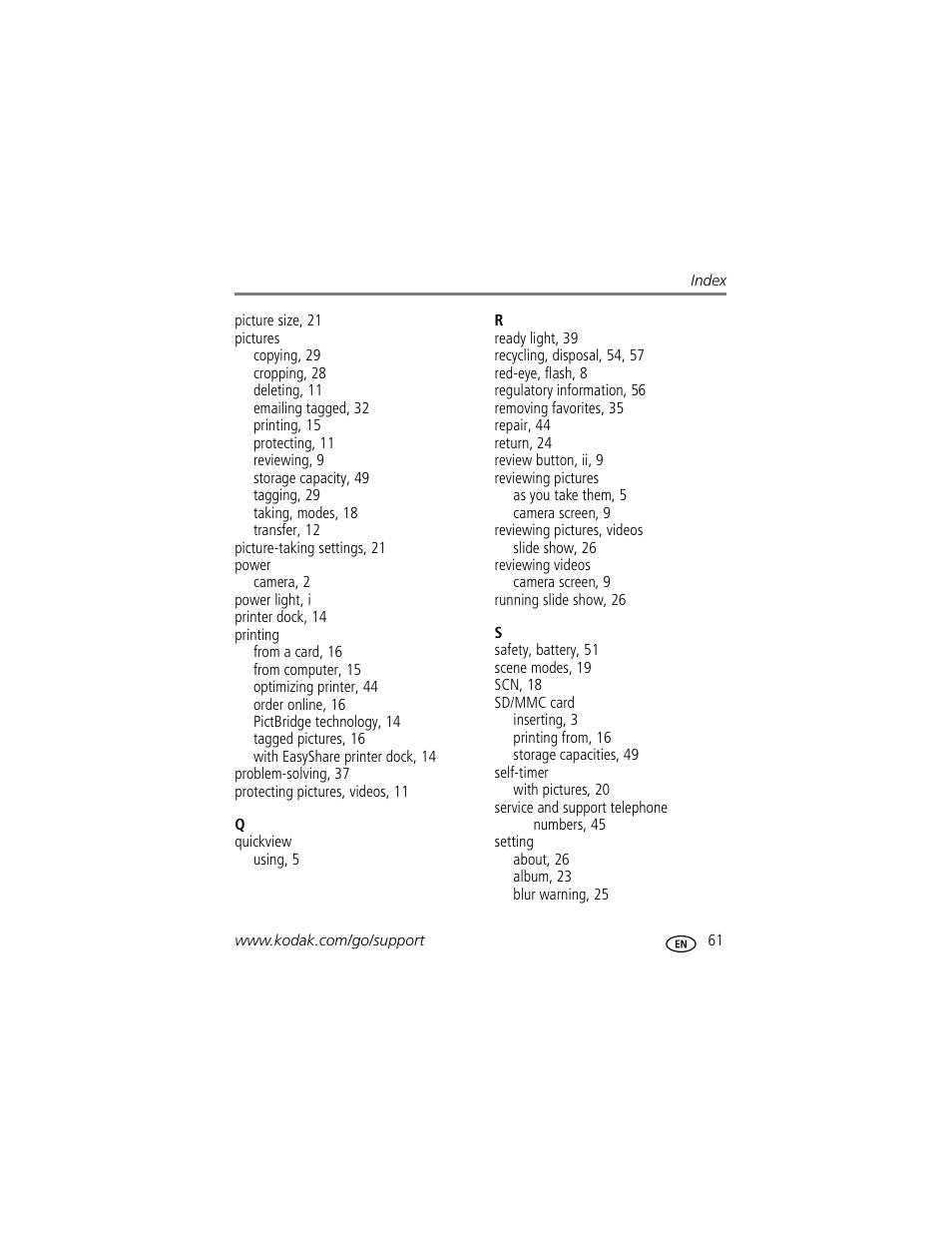 Kodak EASYSHARE C633 User Manual | Page 67 / 69