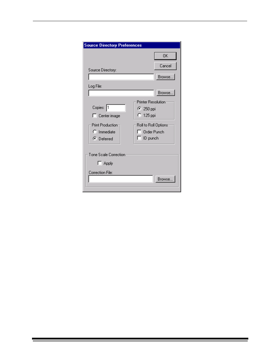 Source directory preferences dialog box, Option descriptions | Kodak RP 50 2J0686 User Manual | Page 177 / 198