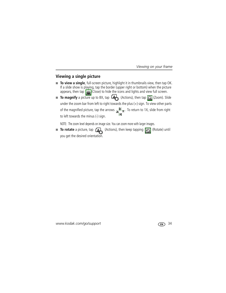 Viewing a single picture | Kodak EASYSHARE W820 User Manual | Page 41 / 92