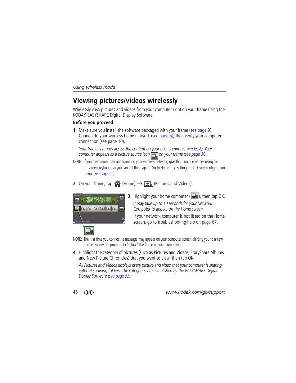 Viewing pictures/videos wirelessly, Viewing pictures/videos | Kodak EASYSHARE W820 User Manual | Page 52 / 92