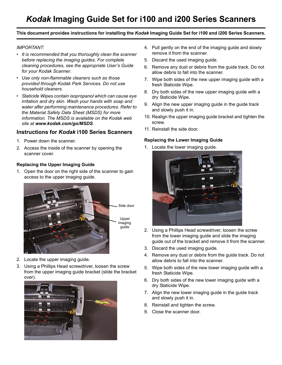 Kodak I100 User Manual | 2 pages