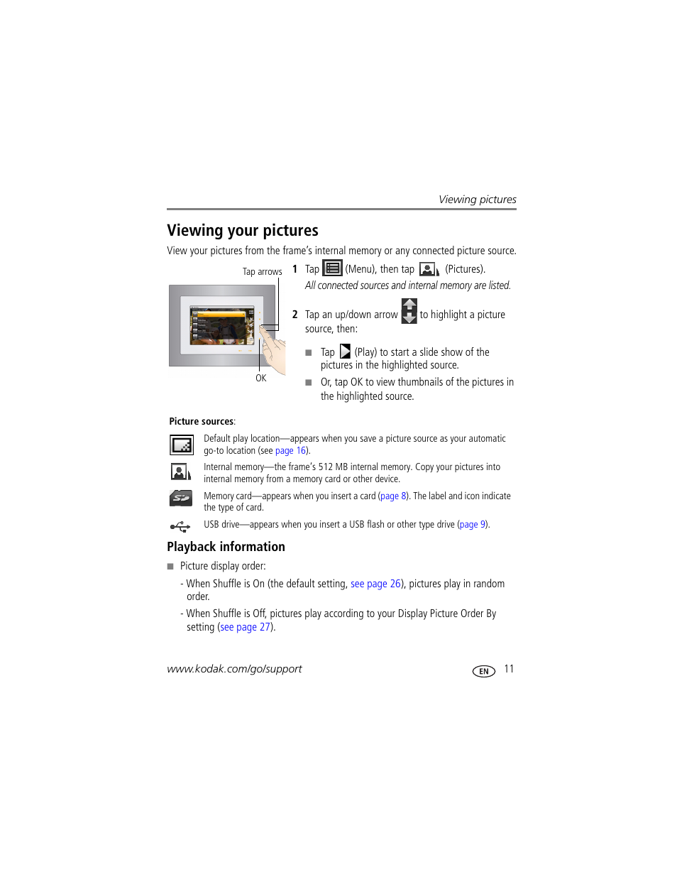 Viewing your pictures, Playback information | Kodak P730M User Manual | Page 17 / 52