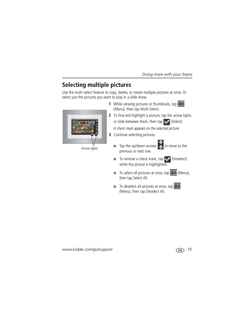 Selecting multiple pictures | Kodak P730M User Manual | Page 25 / 52