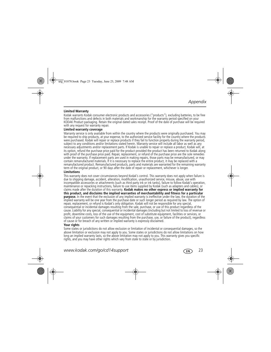 Kodak EASYSHARE CD14 User Manual | Page 23 / 26