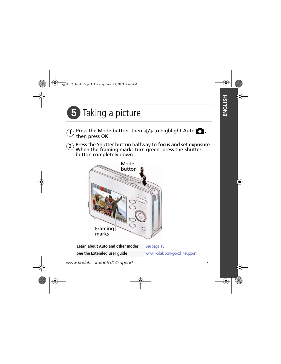 Taking a picture | Kodak EASYSHARE CD14 User Manual | Page 3 / 26