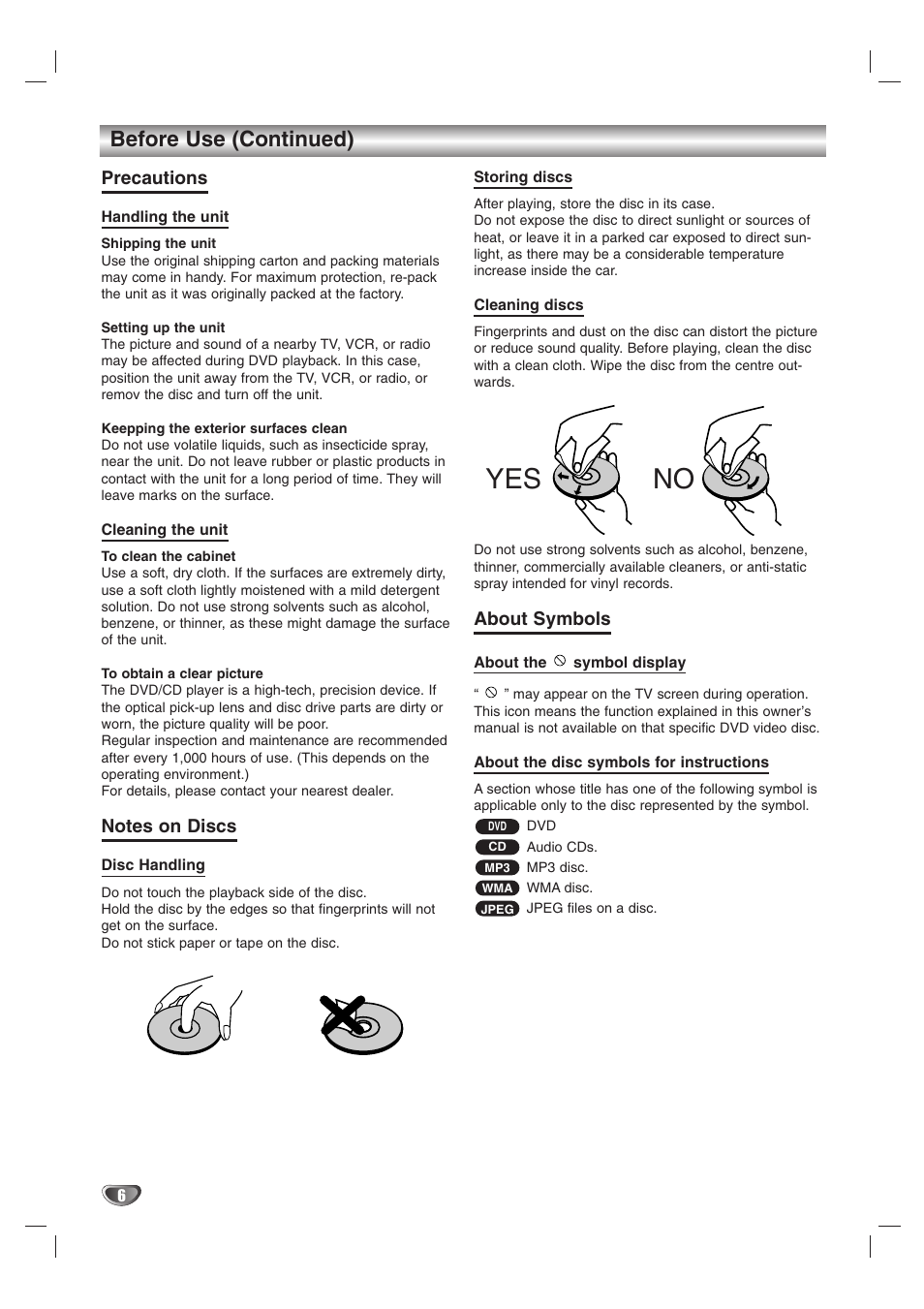 Yes no, Before use (continued) | Kodak DVT412 User Manual | Page 6 / 36