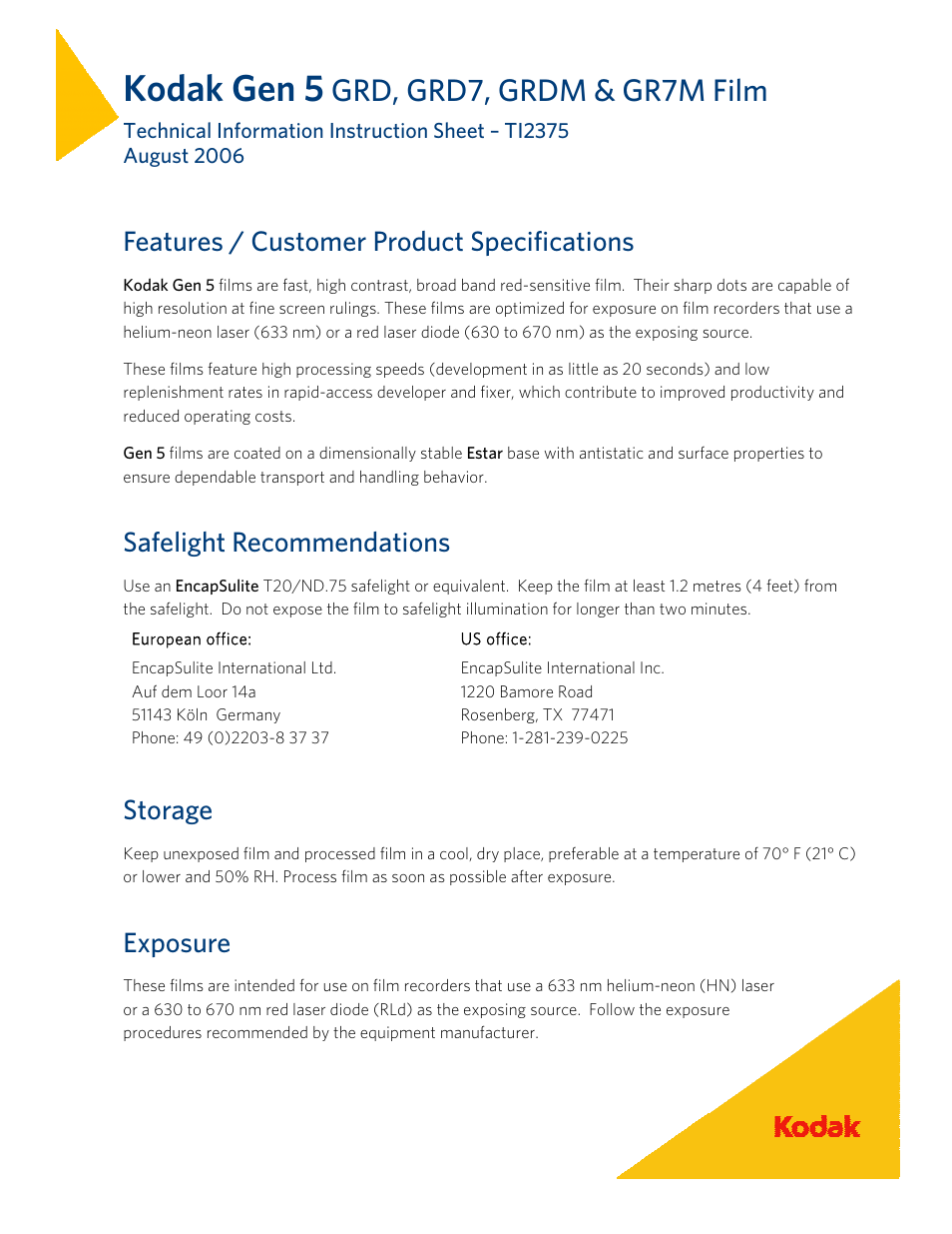 Kodak GEN 5 GRDM User Manual | 6 pages