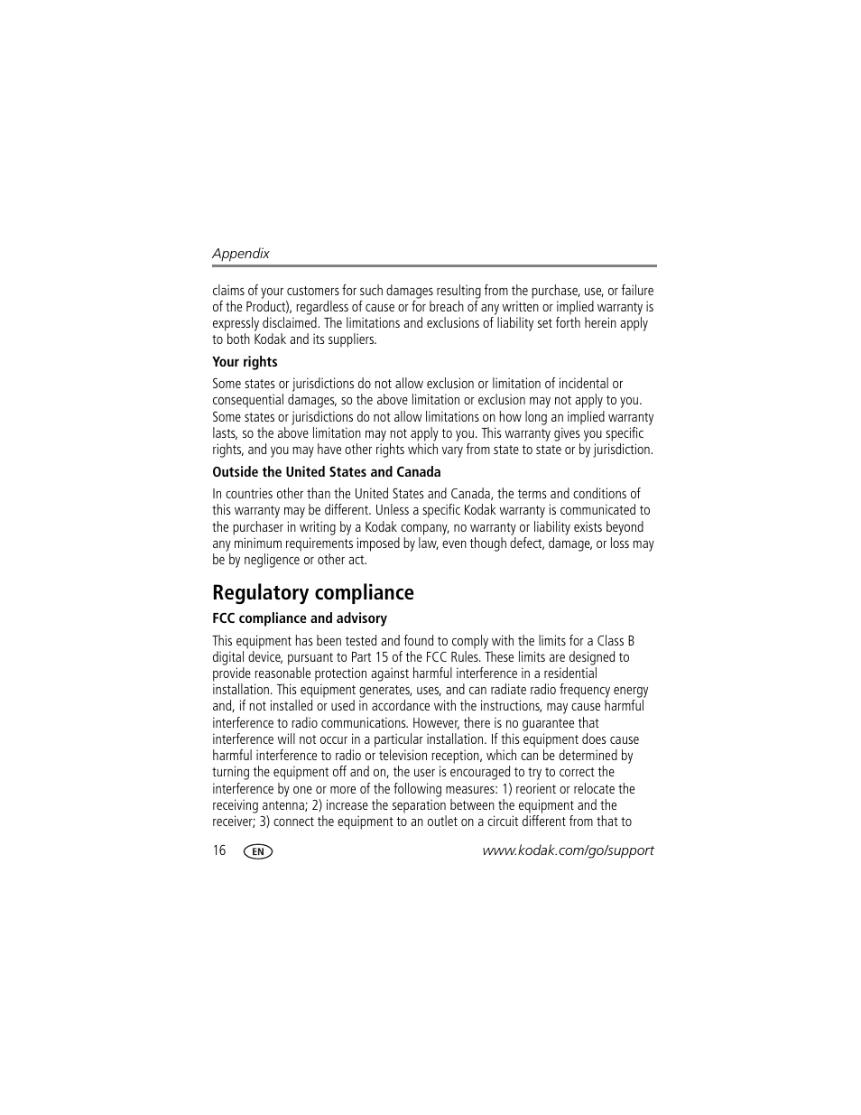 Regulatory compliance | Kodak ZM1 User Manual | Page 22 / 26