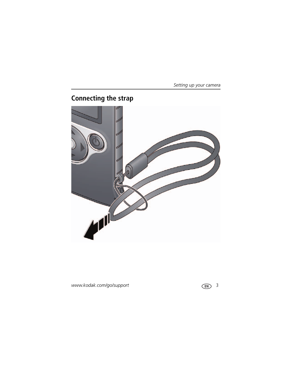 Connecting the strap | Kodak ZM1 User Manual | Page 9 / 26